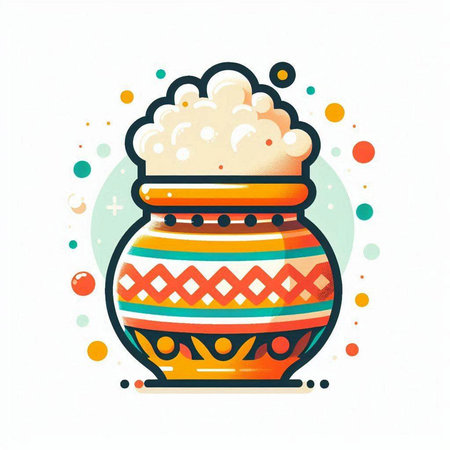 Ceramic pot with beer. Vector illustration in flat style.のイラスト素材