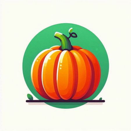 Vector illustration of orange pumpkin isolated on white background. Flat style.のイラスト素材