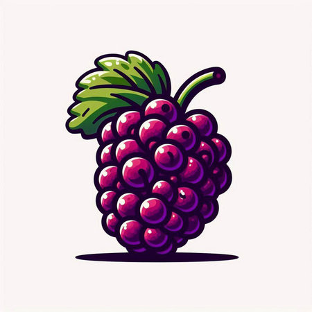Vector illustration of a blackberry on a white background. Hand drawn illustration.のイラスト素材
