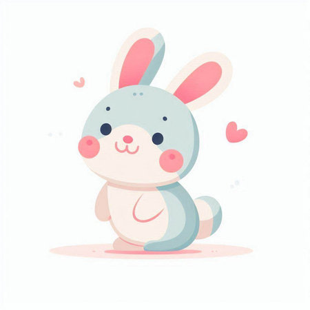 Cute little bunny with heart. Vector illustration on white background.のイラスト素材