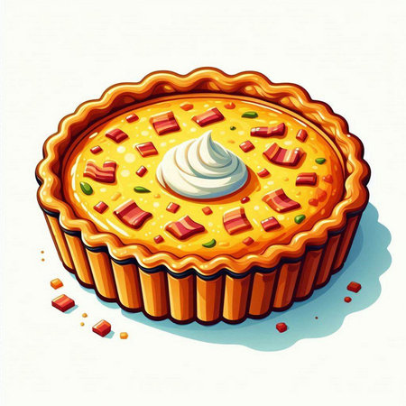 Illustration of a pie with sour cream on a white background.のイラスト素材