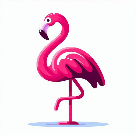 Pink flamingo on a white background. Vector illustration in cartoon style.のイラスト素材
