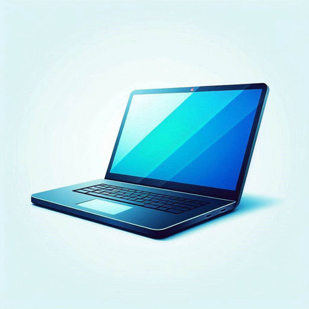 illustration of a laptop on a blue background with space for textのイラスト素材