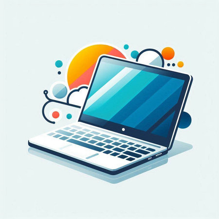 Laptop and cloud computing concept in flat design. Vector illustration.のイラスト素材