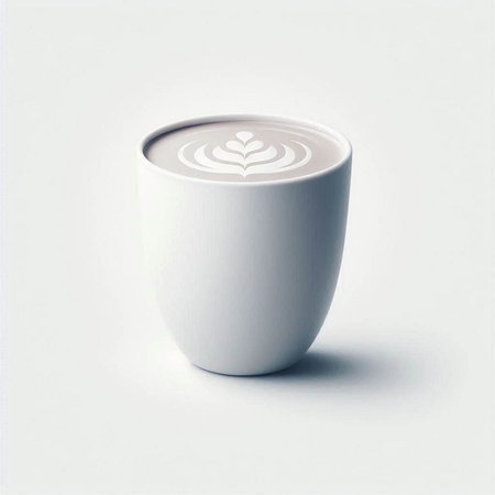 cup of cappuccino with a pattern on the white backgroundのイラスト素材