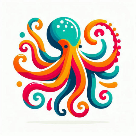 Octopus. Colorful vector illustration isolated on a white background.のイラスト素材