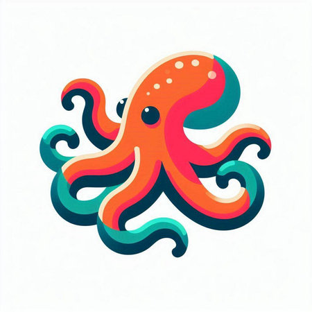 Colorful octopus icon isolated on white background. Vector illustration.のイラスト素材