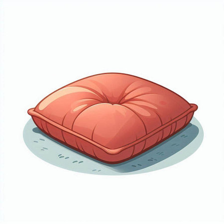 Illustration of a red pillow on a white background, vector illustrationのイラスト素材