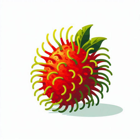 Rambutan fruit isolated on a white background. Vector illustration.のイラスト素材