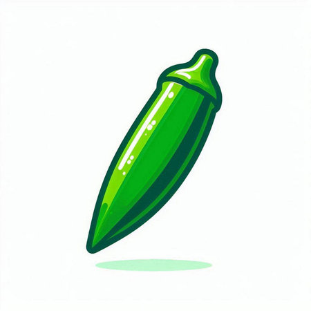 Illustration of a green hot chili pepper on a white background.のイラスト素材