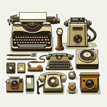 Retro and vintage phone icons. Vector illustration in retro style.のイラスト素材