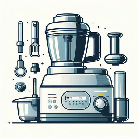 Vector illustration of a blender in flat style on a white background.のイラスト素材