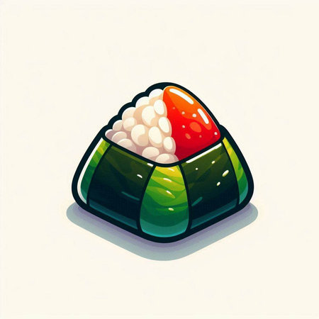 Illustration of a sushi roll with rice on a white background.のイラスト素材