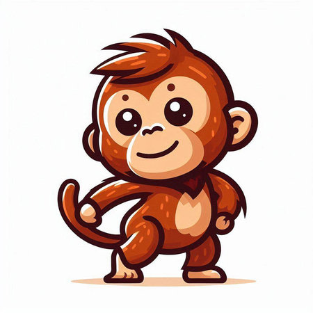 Cute cartoon monkey. Vector illustration isolated on a white background.のイラスト素材