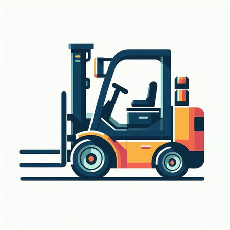 Forklift truck. Flat vector illustration isolated on white background.のイラスト素材