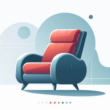 Vector illustration of modern armchair in flat style on blue background.のイラスト素材