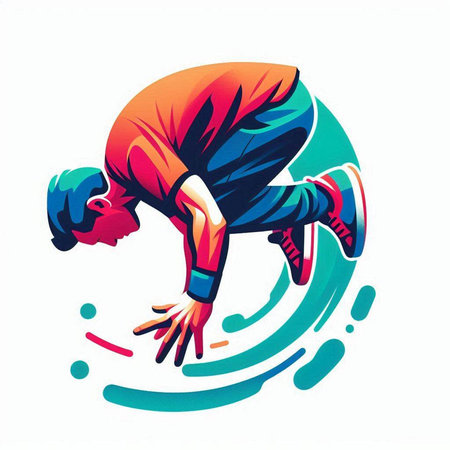Vector illustration of a young man jumping in the air. Sport and active lifestyle.のイラスト素材
