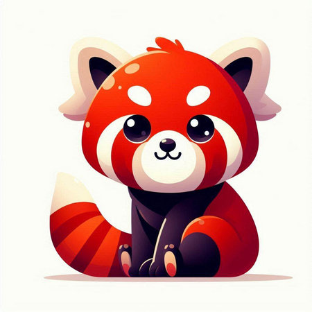 Red panda. Cute cartoon animal character. Vector illustration.のイラスト素材