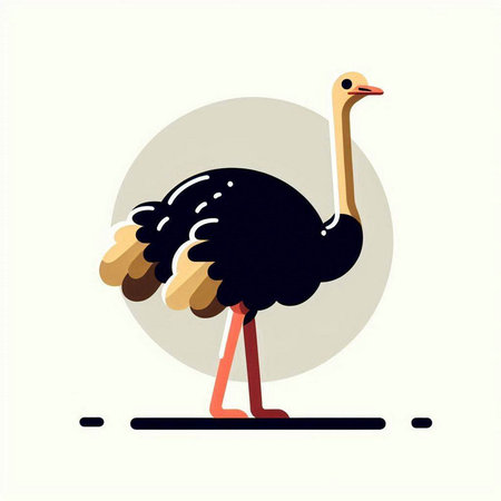Ostrich vector illustration in flat style. Stylized image of an ostrich.のイラスト素材
