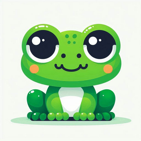 Cute cartoon frog isolated on a white background. Vector illustration.のイラスト素材