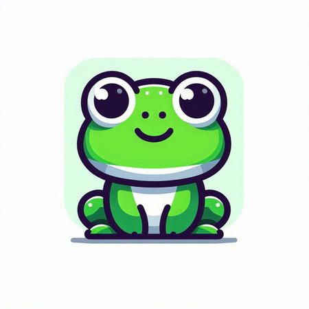Frog cartoon icon. Cute animal character. Vector illustration.のイラスト素材
