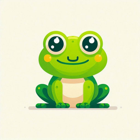 Cute cartoon frog isolated on a white background. Vector illustration.のイラスト素材