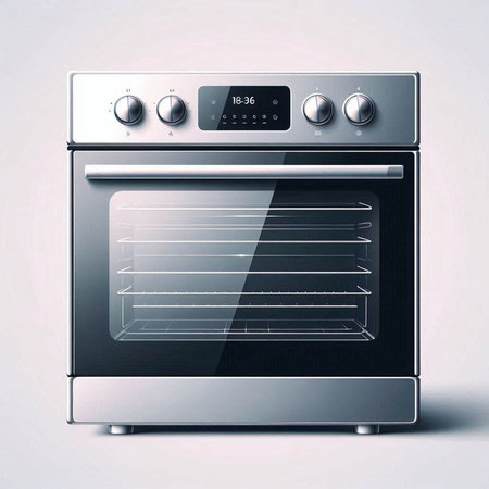 Modern electric oven on a white background. 3d rendering. Computer digital drawing.のイラスト素材