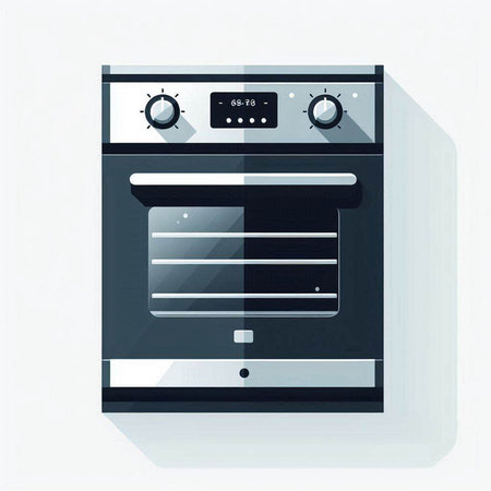 Illustration of a black and white oven on a white background.のイラスト素材