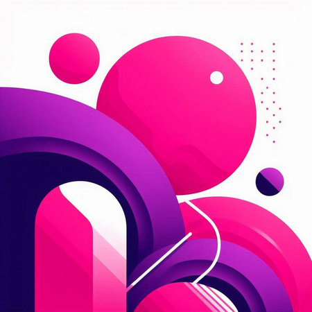 Modern geometric abstract background with 3d shapes in pink and purple colorsのイラスト素材