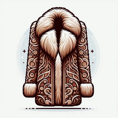 Vector illustration of a fur coat with a pattern on a white backgroundのイラスト素材