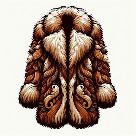 Vector image of a fur coat with ornament on a white background.のイラスト素材
