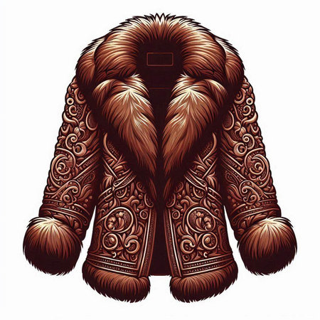 Vintage fur coat isolated on a white background. Vector illustration.のイラスト素材