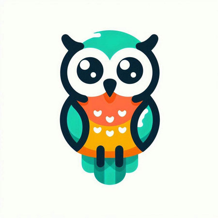 Cute owl on white background. Vector illustration in cartoon style.のイラスト素材