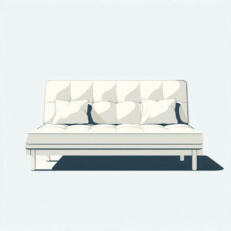 Illustration of a white sofa on a white background, vector illustrationのイラスト素材