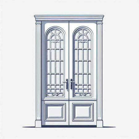 Stylized vector illustration of a classic entrance to the house.のイラスト素材