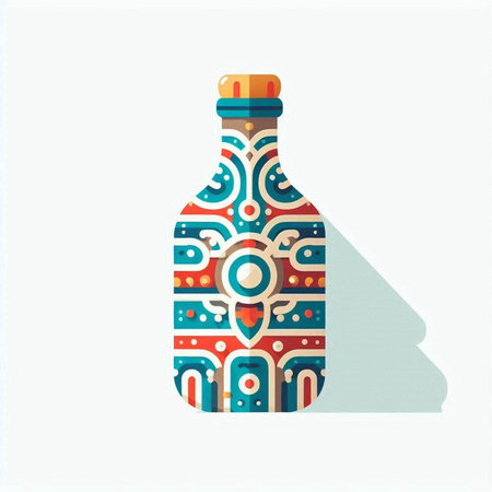 Bottle of wine with abstract ornament. Vector illustration. Eps 10のイラスト素材