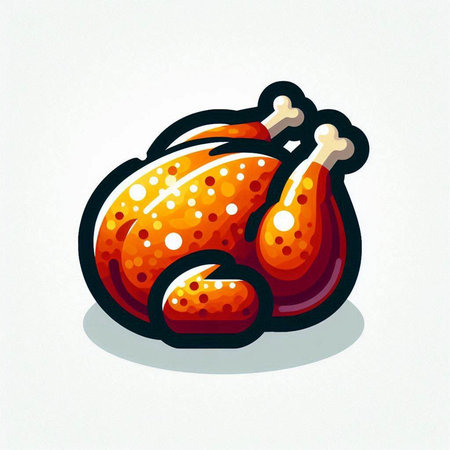 Illustration of a roasted turkey on a white background, vector illustrationのイラスト素材
