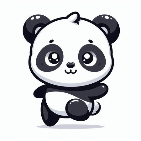 Cute cartoon panda on a white background. Vector illustration.のイラスト素材