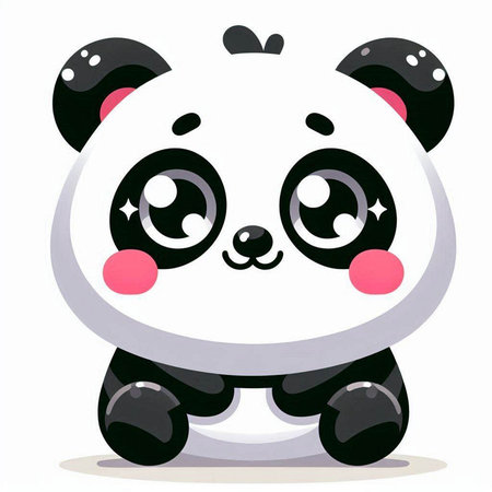 Cute cartoon panda on a white background. Vector illustration.のイラスト素材