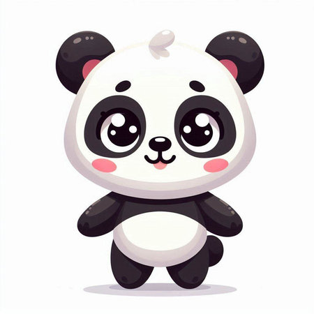 Cute cartoon panda. Vector illustration isolated on white background.のイラスト素材