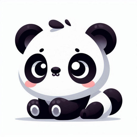 Cute cartoon panda on a white background. Vector illustration.のイラスト素材