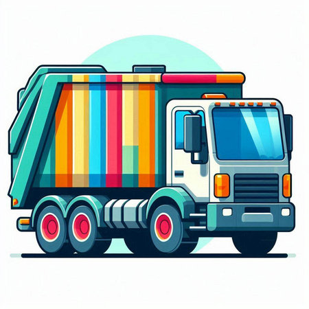 Garbage truck. Vector illustration of a garbage truck with a container.のイラスト素材