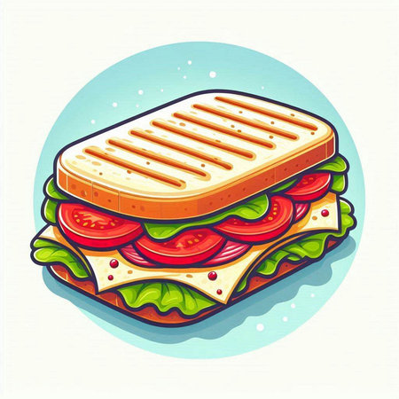 Illustration of a sandwich on a white background. Vector illustration.のイラスト素材