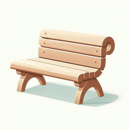 Wooden bench on a white background. Vector illustration in retro style.のイラスト素材