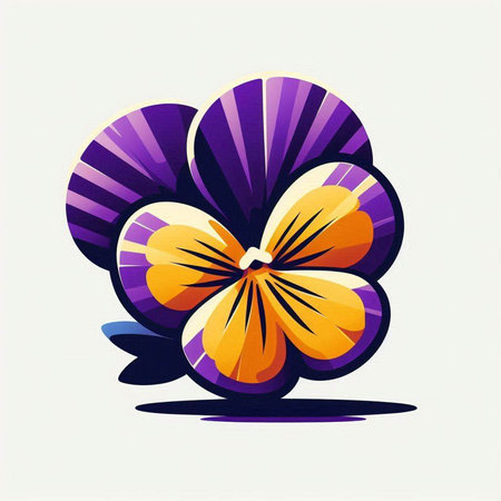 abstract floral background with pansy flowers in purple and orange colorsのイラスト素材
