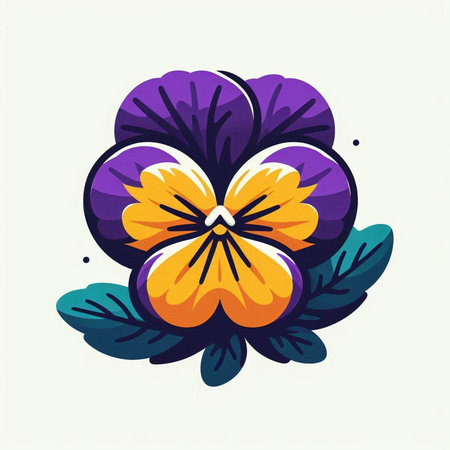 Viola flower. Colorful hand drawn vector illustration isolated on white background.のイラスト素材