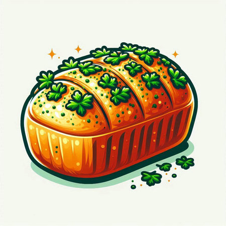 Illustration of a loaf of bread with clover leaves on topのイラスト素材