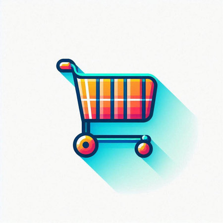 Shopping cart icon. Flat design with long shadow. Vector illustrationのイラスト素材