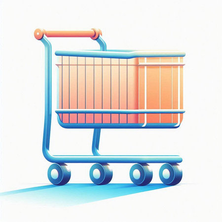 Shopping cart on wheels on a white background. Vector illustration.のイラスト素材