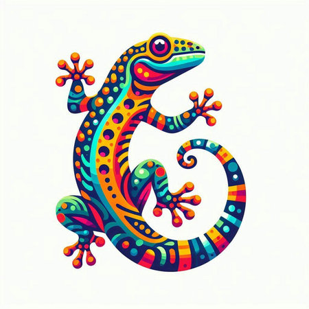 Colorful gecko isolated on a white background. Vector illustration.のイラスト素材